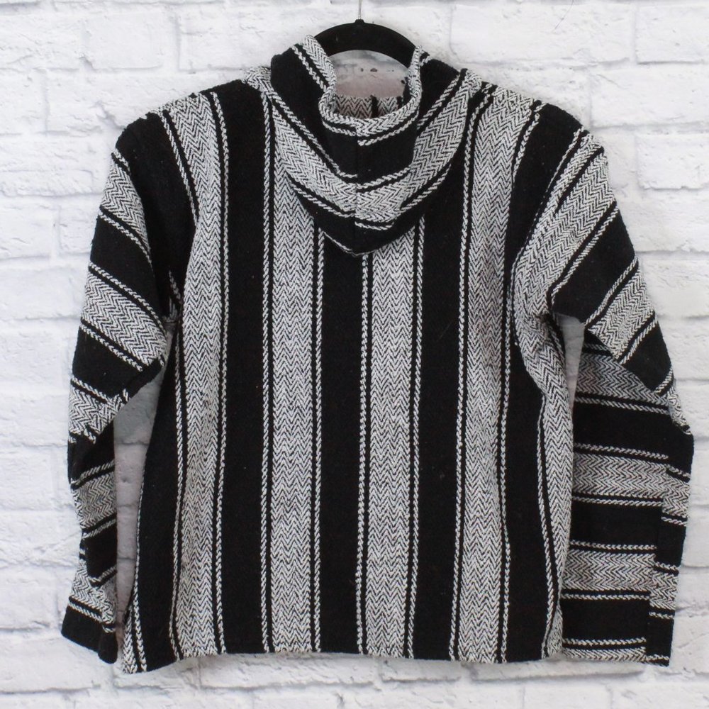 Mexican Blues Blue Baja Kangaroo Pocket Hooded Rug Style Sweater Size S - Picture 8 of 9